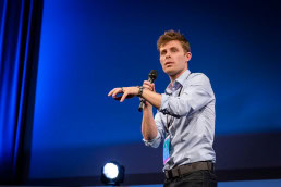 A man speaker talking during the EUSIC 2017 Conference in Brussels