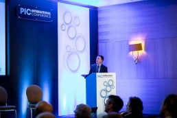 A speaker showing his presentation during the CS International Conference 2018