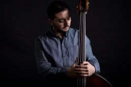 Portrait of jazz musician with contrabass