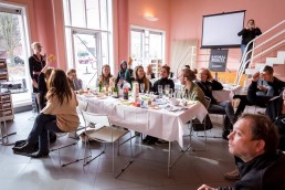 An overview of the room during the Animal Rights volunteers party