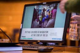 Cover picture on a monitor during the MCE Conference at the EU Parliament