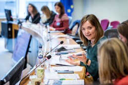 Federica Toscano, Head of Programme at Missing Children Europe, speaking during the MCE Conference at the EU Parliament