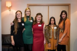 A group of ladies welcomes guests during the Stellenbosch University cocktail at the South African Embassy, Brussels