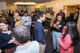 An overview picture of the room during the Stellenbosch University cocktail at the South African Embassy, Brussels