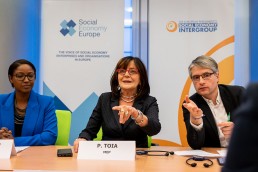MEP Patrizia Toia speaks during the Constitutive meeting of the Social Economy Intergroup