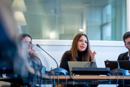 A woman from the audience poses a question during the 2020 Brokerage Event for Innovation Agencies by EURADA