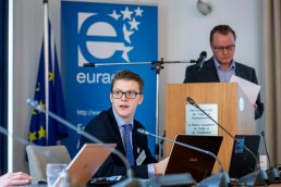 Giacomo Frisanco speaking during the 2020 Brokerage Event for Innovation Agencies by EURADA