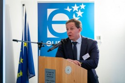 Janos Schmied speaking during the 2020 Brokerage Event for Innovation Agencies by EURADA