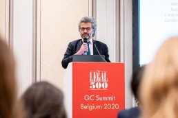 Grégoire Jakhian, Loyens & Loeff, speaking at the podium during the GC Summit Belgium 2020