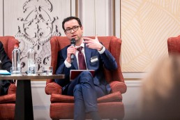 Maarten Cleppe, AXA, talking during the discussion panel at the GC Summit Belgium 2020