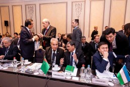Attendees talking and networking in the conference room during the 9th meeting of the WGECC in Brussels