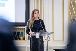 Stine Rasmussen, European Commission, gives a speech during the 9th meeting of the WGECC in Brussels