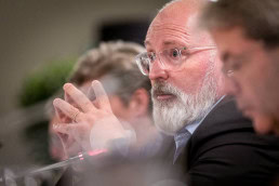 Frans Timmermans speaks during the 2019 PES Pre Council in Brussels