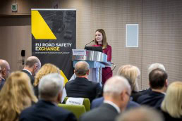 Dovile Adminaite giving a presentation during the 2019 EU Road Safety Exchange Conference in Brussels
