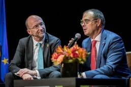 Two men during an interview at the 2019 Excellence in Road Safety Awards in Brussels
