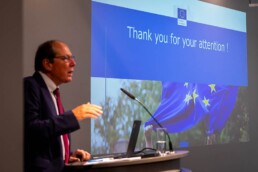 Michel Sponar giving a lecture