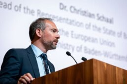 Dr. Christian Schaal giving a speech during the Industrial Single Market event organized by Bosch in Brussels