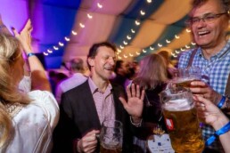 A man dancing during the Brussels Oktoberfest 2025