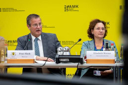 Peter Hauk, Member of the German Federal Council, speaking at a conference in Brussels 2025 next to Elisabeth Werner