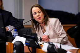 Donna Walsh moderating a panel during the 2025 Epilepsy and Rare Diseases Conference at the European Parliament in Brussels