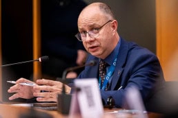 MEP Aurelijus Veryga talking during the 2025 Epilepsy and Rare Diseases Conference at the European Parliament in Brussels