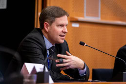 MEP Ondřej Dostál giving a speech during the 2025 Epilepsy and Rare Diseases Conference at the European Parliament in Brussels