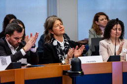 People applauding after a presentation during the 2025 Epilepsy and Rare Diseases Conference at the European Parliament in Brussels