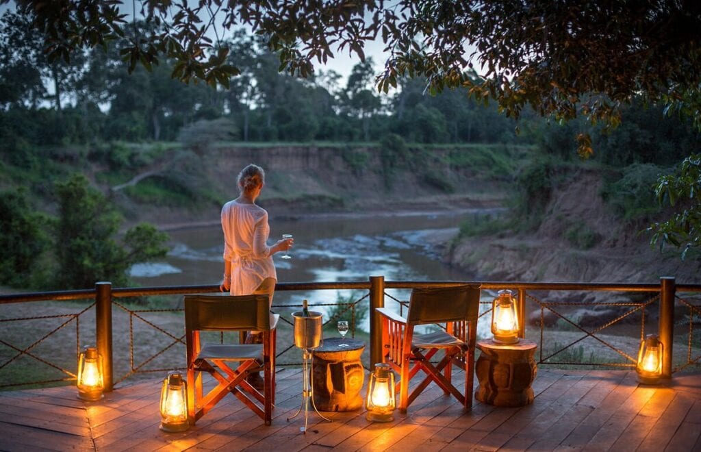 Night time views on the deck at Governors' Camp in Kenya. Photo Credit: Governors' Camp