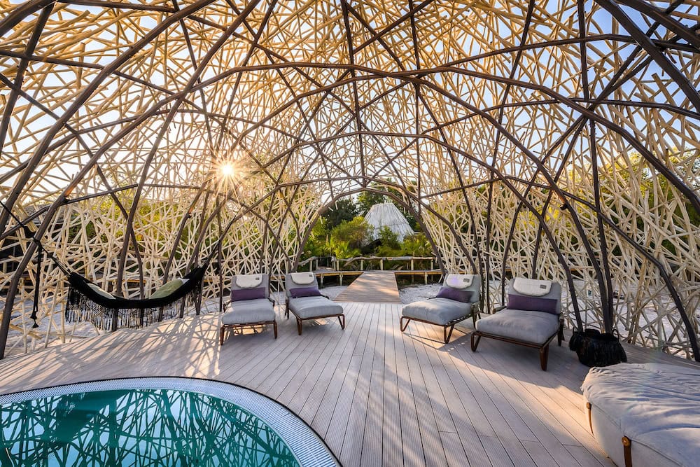 Pool deck at a luxury lodge in the Okavango Delta | Photo credits: Jao Camp