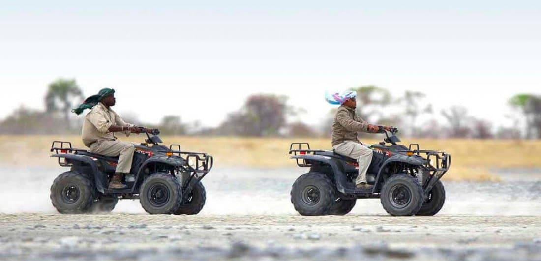 quad biking across the makgadikgadi pans