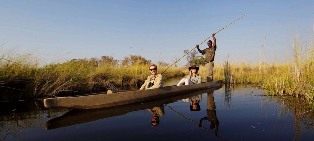Mokoro on the water near Chief's Island, Okavango Delta