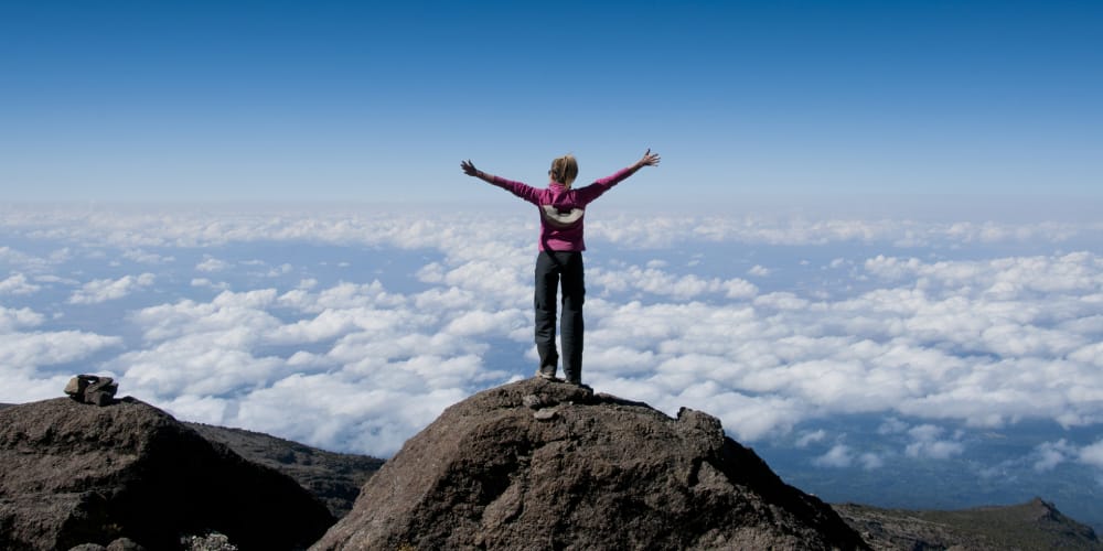 Climbing Mount Kilimanjaro on the Rongai route.