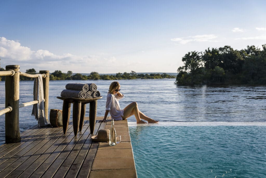 Pool area at a luxury lodge in Zambia | Photo credits: Sanctuary Sussi & Chuma