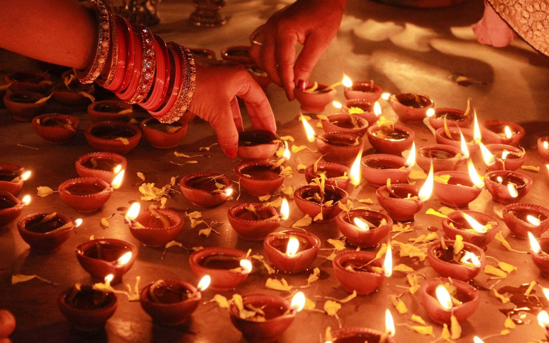 Diya lights on the Diwali 