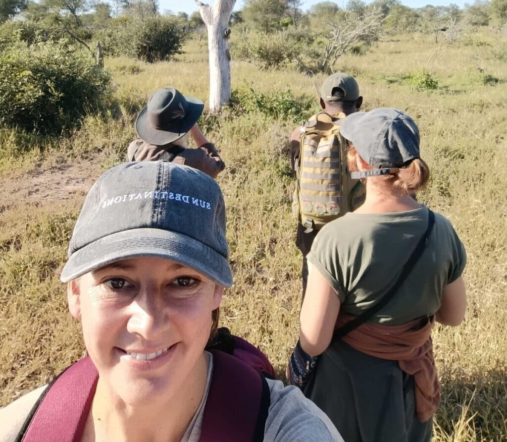 Group of people on a walking safari in the Greater Kruger area