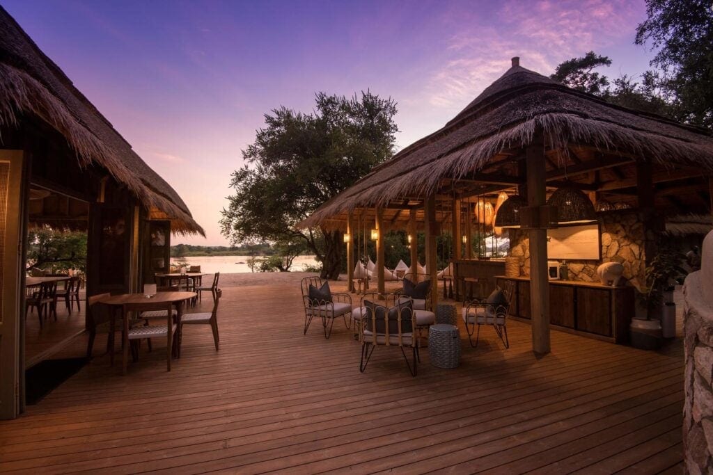 Deck seating at a camp in Zimbabwe. Photo: Great Plains Mpala Jena