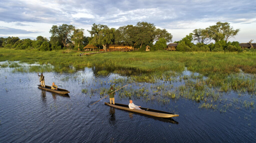 Two mokoro canoes in the Okavango Delta, Botswana