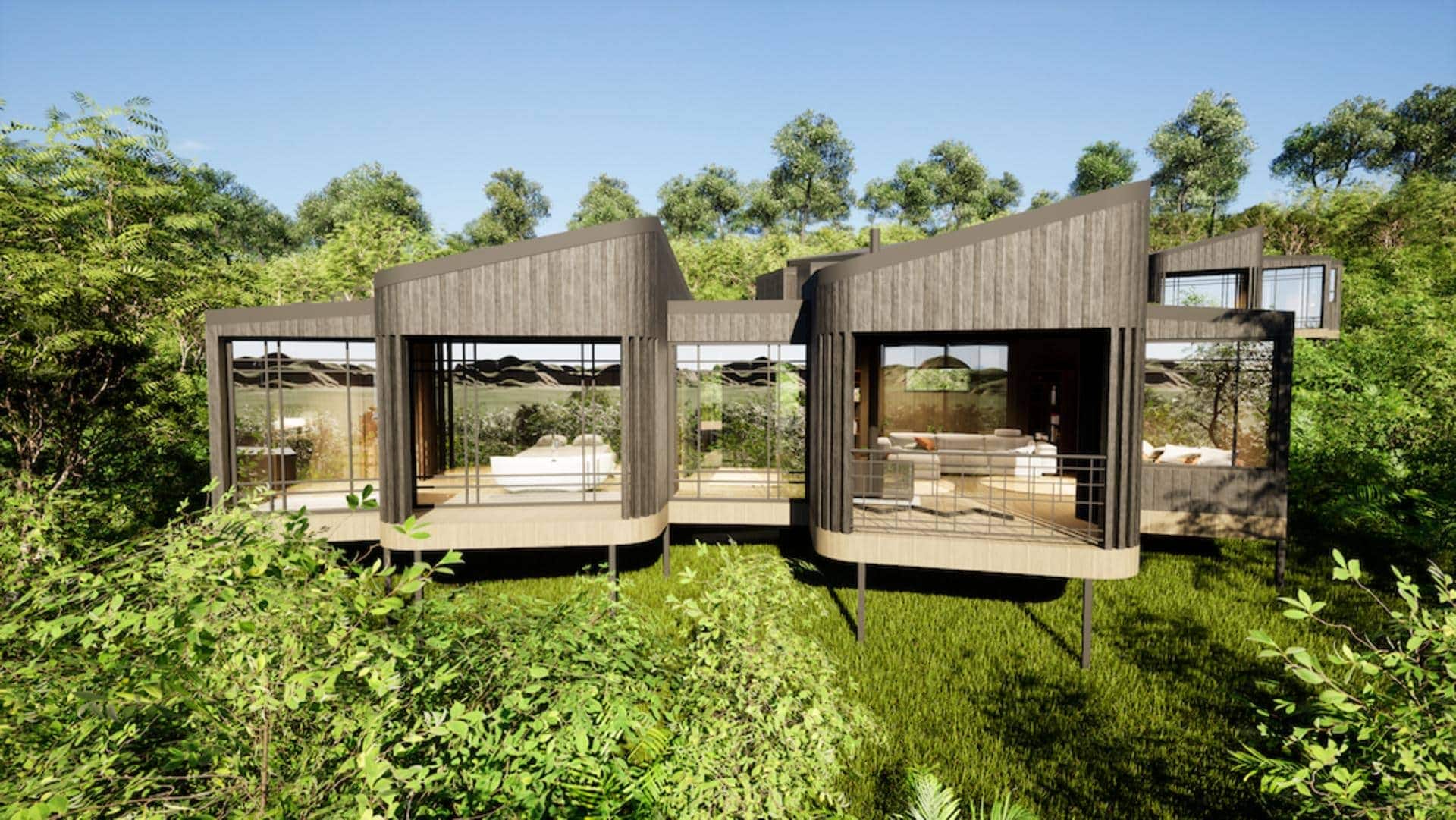 Exterior of Lemala Osonjoi Lodge, a luxury safari lodge. 