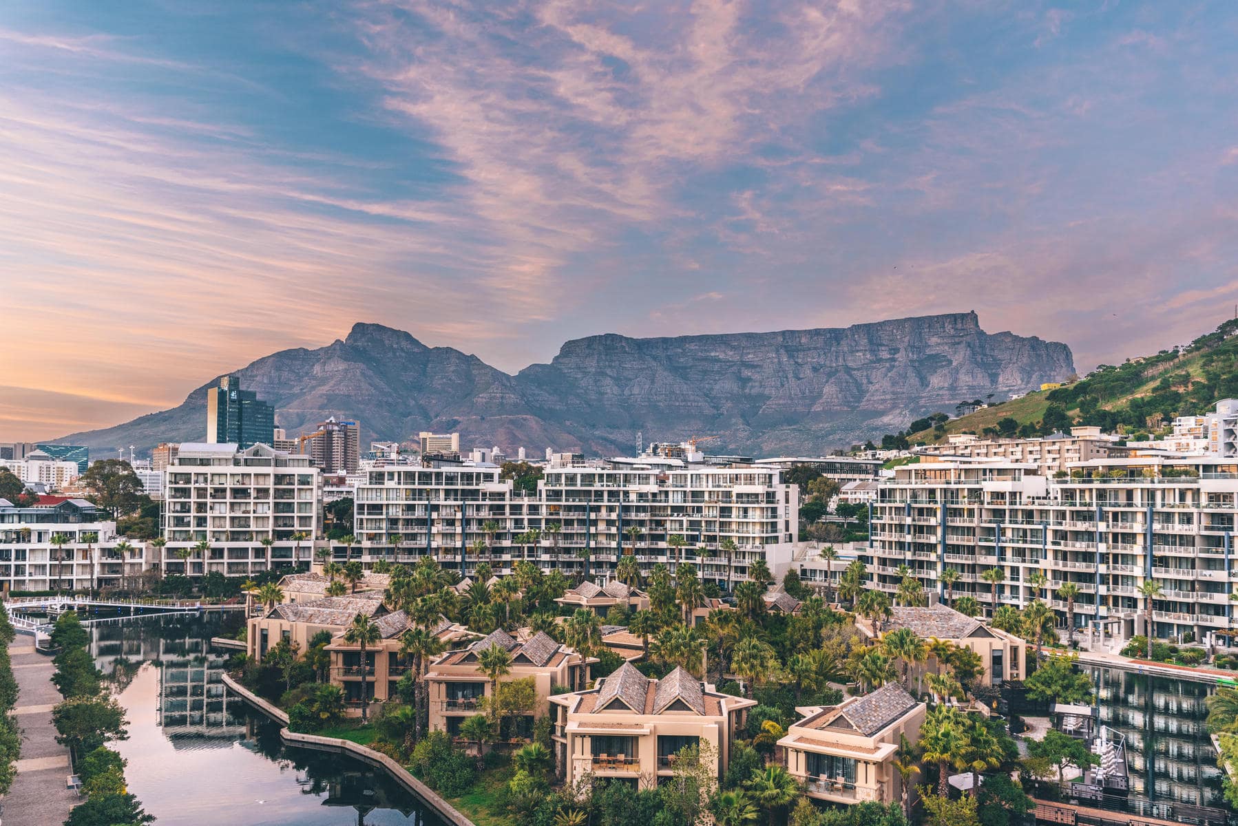View of Table Mountain fat sunset rom Marina Rise