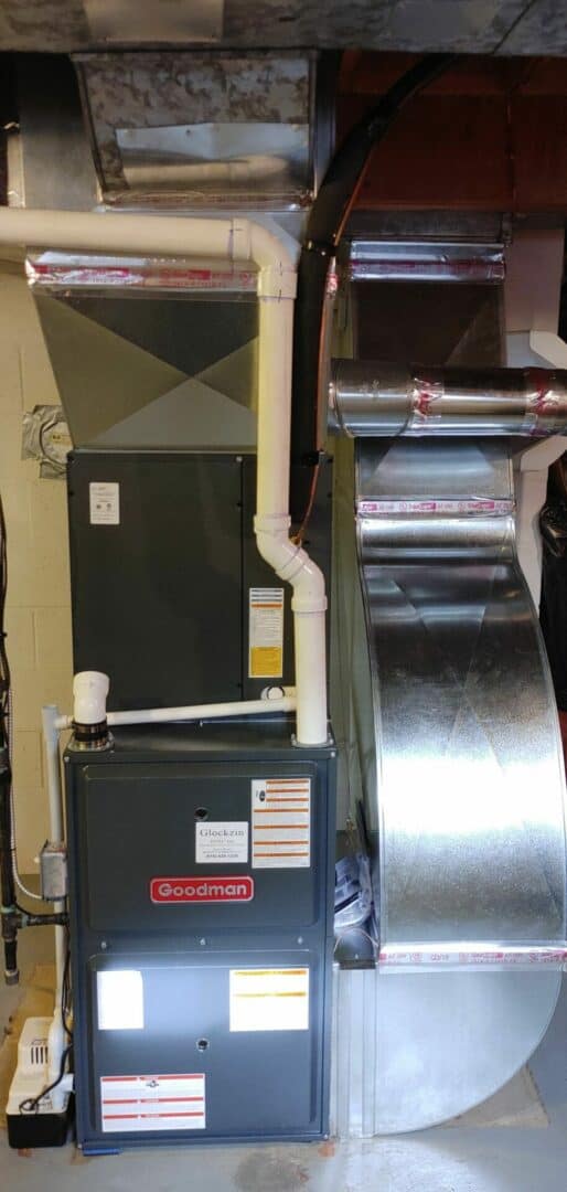 HVAC furnace and ductwork installed by Glockzin HVAC Inc.