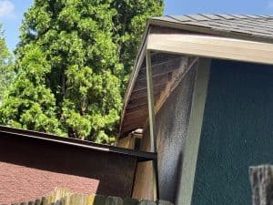 Roofing contractor inspecting an asphalt shingle roof in West Michigan.