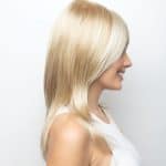 Blonde wig from Hidden Secrets Wigs, Serena style, side profile view.