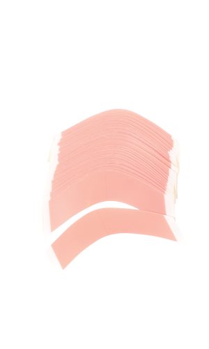 Pink wig tape strips for wig application and styling.