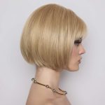 Blonde bob wig styled in a sleek, modern cut for elegant looks.