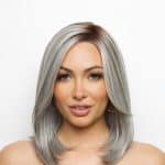 Elegant silver bob wig from Hidden Secrets Wigs, perfect for a sophisticated look.