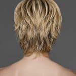 Blonde layered short wig for women, stylish and natural look.