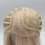 Lace front wig cap with blonde hair for wig construction and styling.