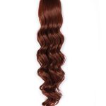 Long, wavy, auburn wig with Hollywood waves style.