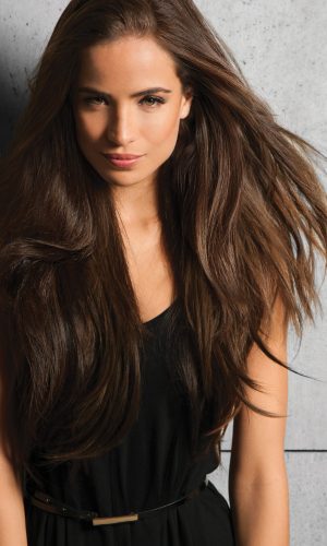 Long, voluminous brown hair extension for wigs and hair styling.