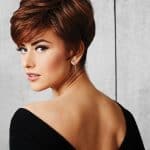Stylish short auburn wig with layered pixie cut for women.